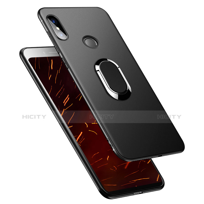 Funda Silicona Ultrafina Goma con Anillo de dedo Soporte para Xiaomi Redmi Y2 Negro