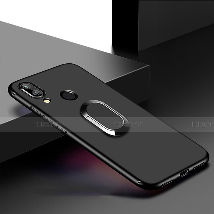 Funda Silicona Ultrafina Goma con Magnetico Anillo de dedo Soporte A02 para Xiaomi Redmi Note 7 Pro Negro