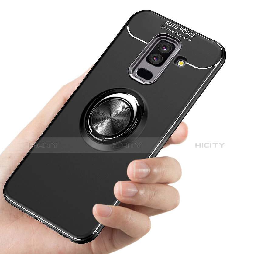 Funda Silicona Ultrafina Goma con Magnetico Anillo de dedo Soporte A03 para Samsung Galaxy A6 Plus (2018) Negro