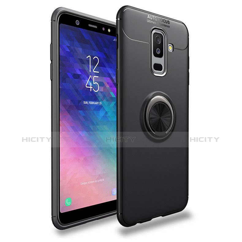 Funda Silicona Ultrafina Goma con Magnetico Anillo de dedo Soporte A03 para Samsung Galaxy A9 Star Lite Negro