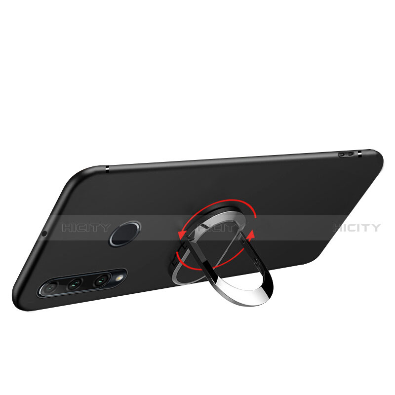 Funda Silicona Ultrafina Goma con Magnetico Anillo de dedo Soporte para Huawei Enjoy 9s Negro