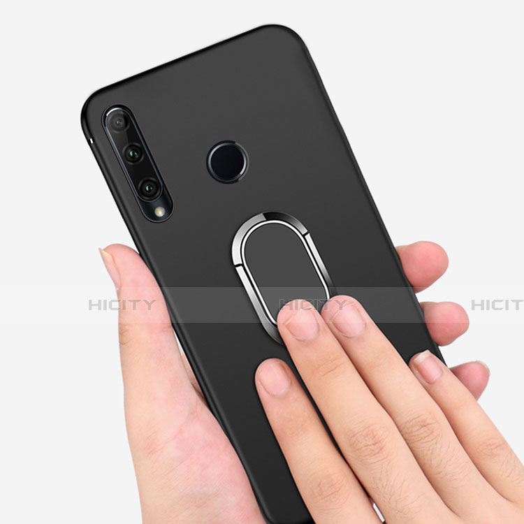 Funda Silicona Ultrafina Goma con Magnetico Anillo de dedo Soporte para Huawei Honor 20 Lite Negro