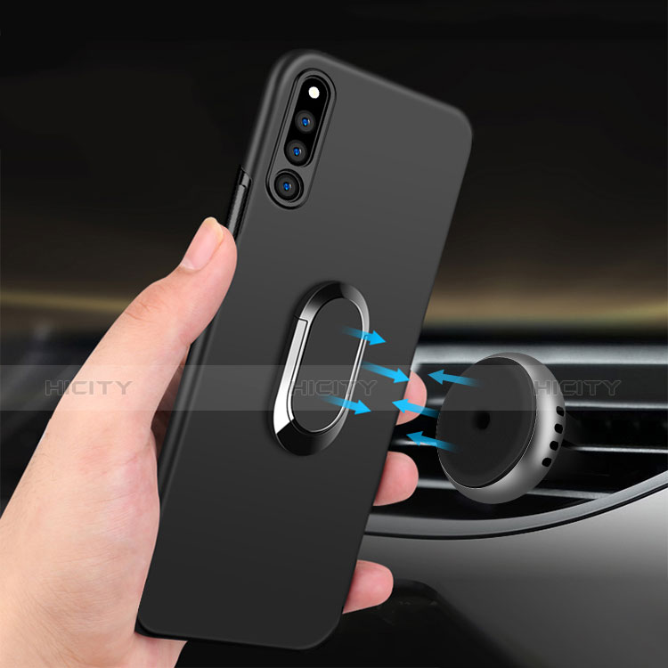 Funda Silicona Ultrafina Goma con Magnetico Anillo de dedo Soporte para Huawei Honor Magic 2 Negro