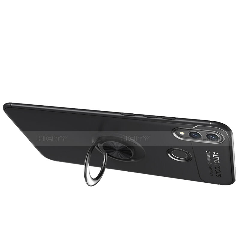 Funda Silicona Ultrafina Goma con Magnetico Anillo de dedo Soporte para Huawei Honor View 10 Lite Negro