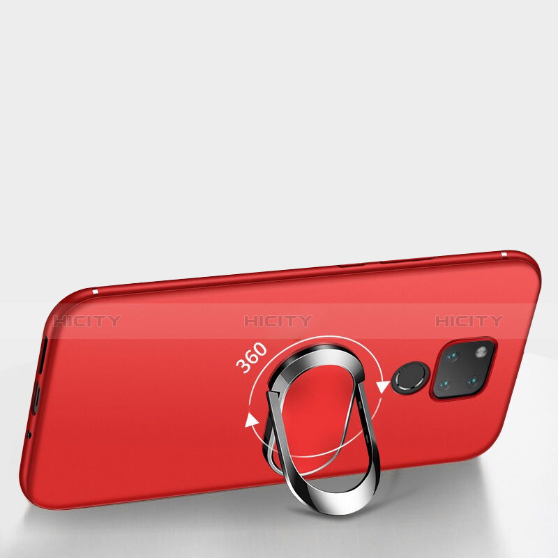 Funda Silicona Ultrafina Goma con Magnetico Anillo de dedo Soporte para Huawei Mate 20 X Rojo