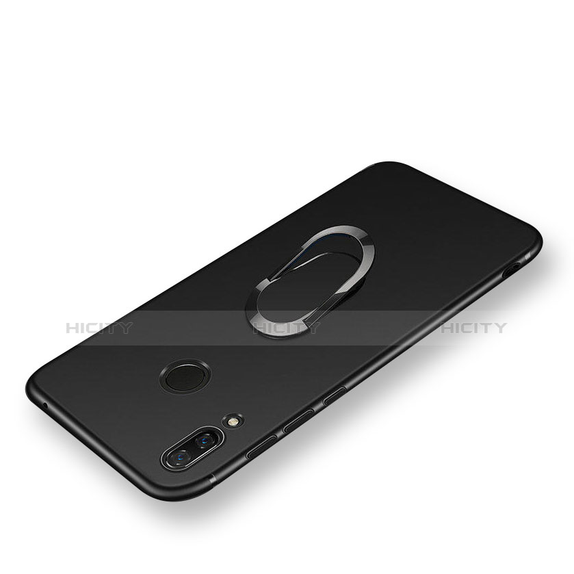 Funda Silicona Ultrafina Goma con Magnetico Anillo de dedo Soporte para Huawei Nova 3i Negro