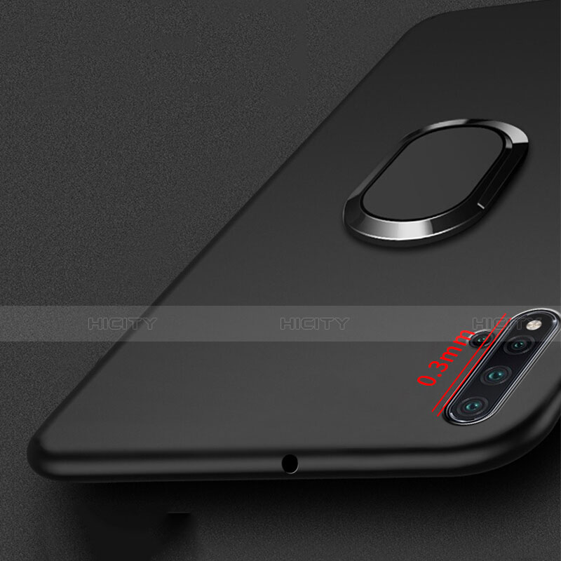 Funda Silicona Ultrafina Goma con Magnetico Anillo de dedo Soporte para Huawei Nova 5 Negro