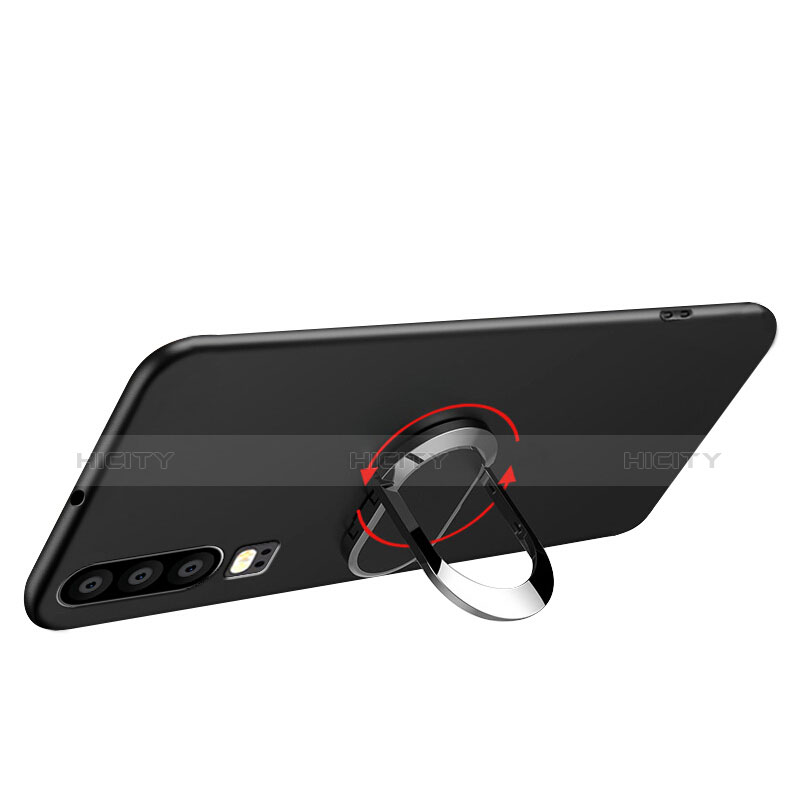 Funda Silicona Ultrafina Goma con Magnetico Anillo de dedo Soporte para Huawei P30 Negro