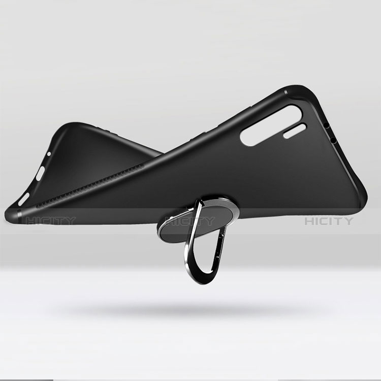 Funda Silicona Ultrafina Goma con Magnetico Anillo de dedo Soporte para Huawei P30 Pro Negro