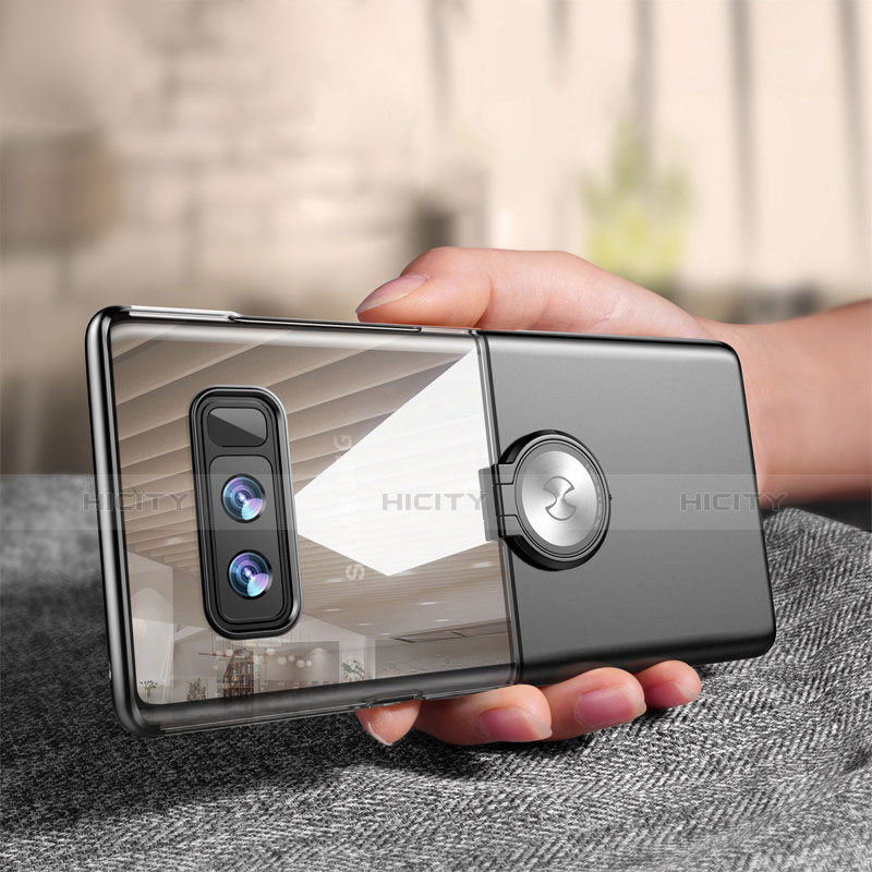 Funda Silicona Ultrafina Goma con Magnetico Anillo de dedo Soporte para Samsung Galaxy Note 8 Duos N950F Negro