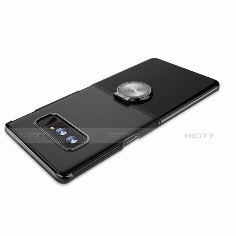 Funda Silicona Ultrafina Goma con Magnetico Anillo de dedo Soporte para Samsung Galaxy Note 8 Duos N950F Negro