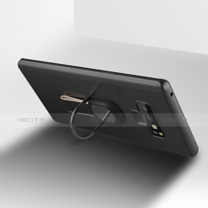 Funda Silicona Ultrafina Goma con Magnetico Anillo de dedo Soporte para Samsung Galaxy Note 9 Negro