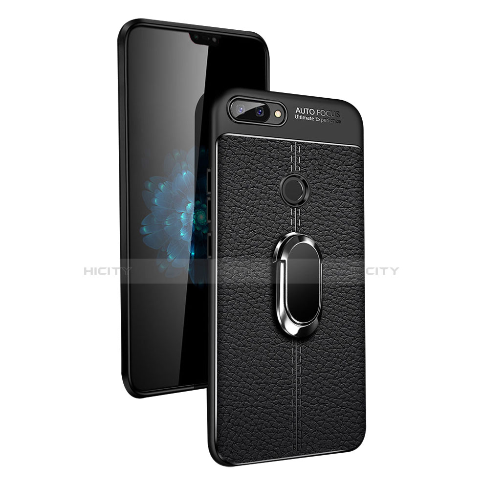 Funda Silicona Ultrafina Goma con Magnetico Anillo de dedo Soporte para Xiaomi Mi 8 Lite Negro