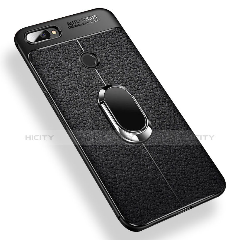 Funda Silicona Ultrafina Goma con Magnetico Anillo de dedo Soporte para Xiaomi Mi 8 Lite Negro