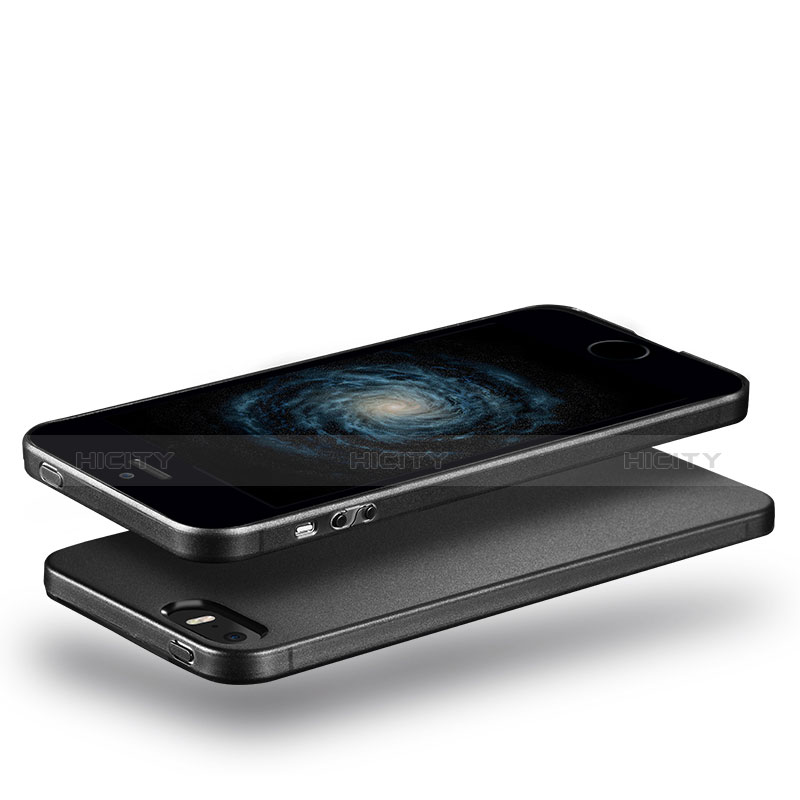 Funda Silicona Ultrafina Goma para Apple iPhone 5 Negro