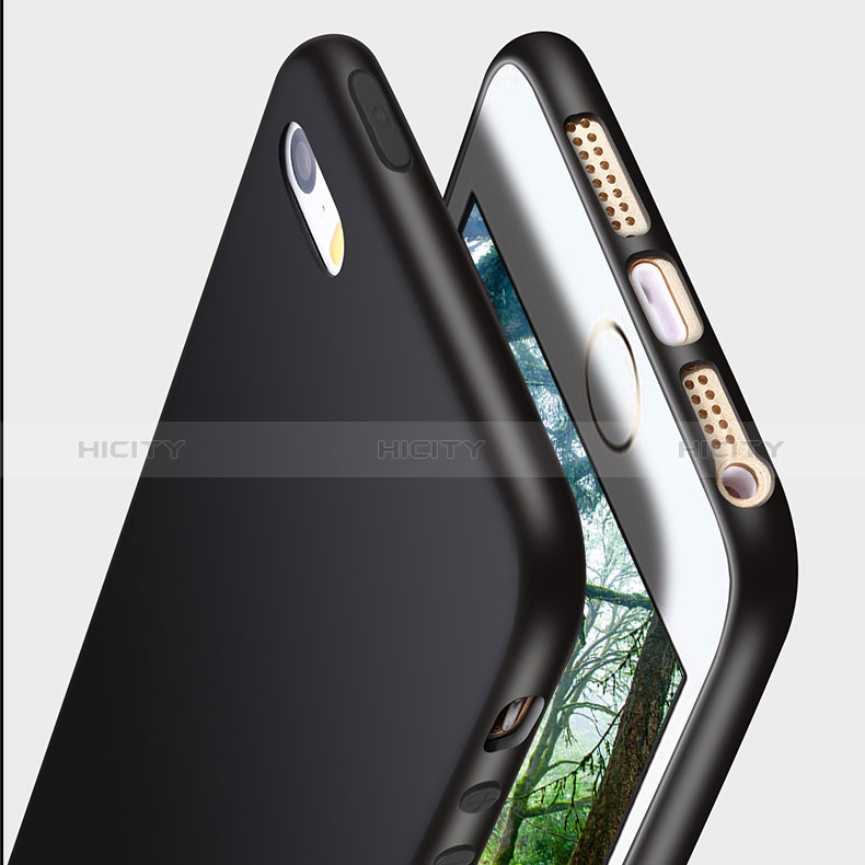Funda Silicona Ultrafina Goma R01 para Apple iPhone 5 Negro