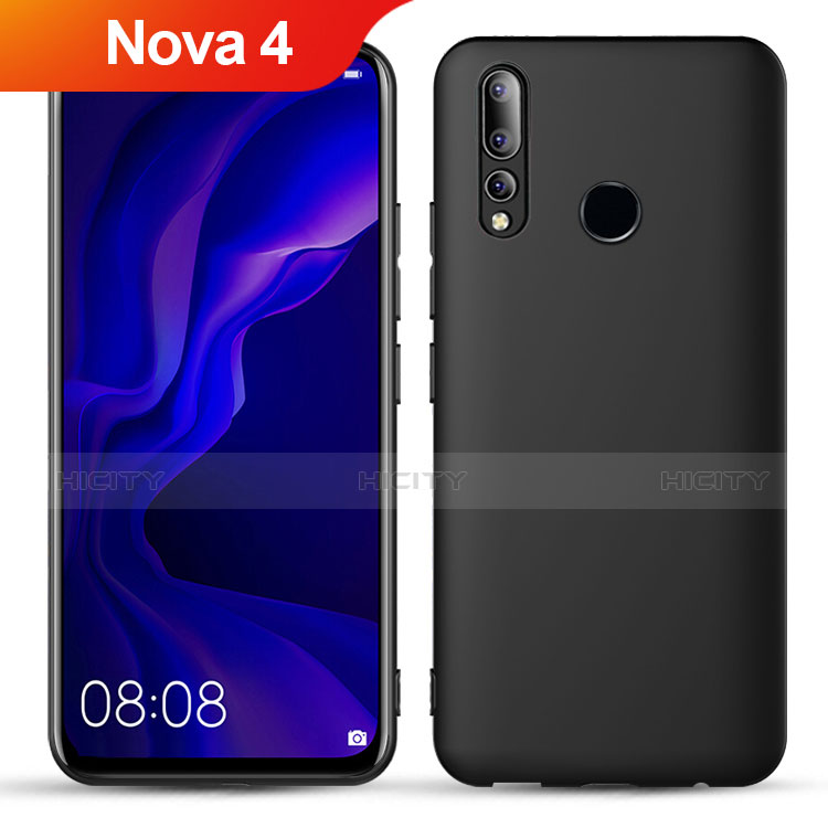 Funda Silicona Ultrafina Goma S02 para Huawei Nova 4 Negro