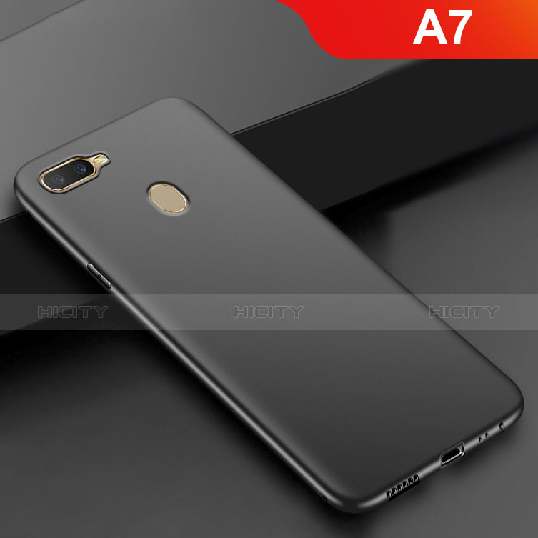 Funda Silicona Ultrafina Goma S02 para Oppo A7 Negro