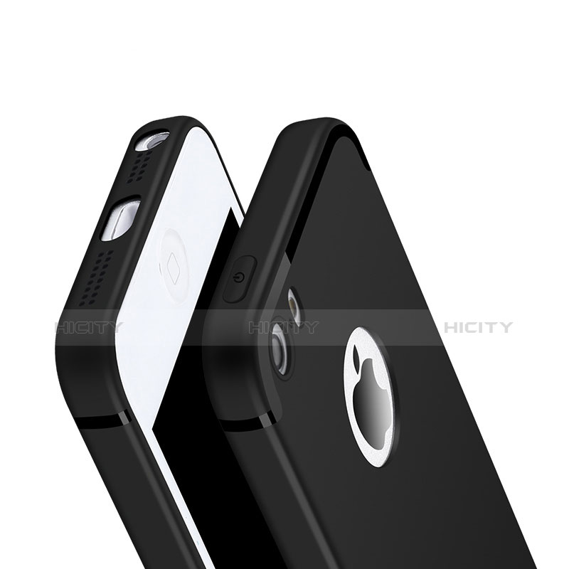 Funda Silicona Ultrafina Goma U01 para Apple iPhone 5S Negro