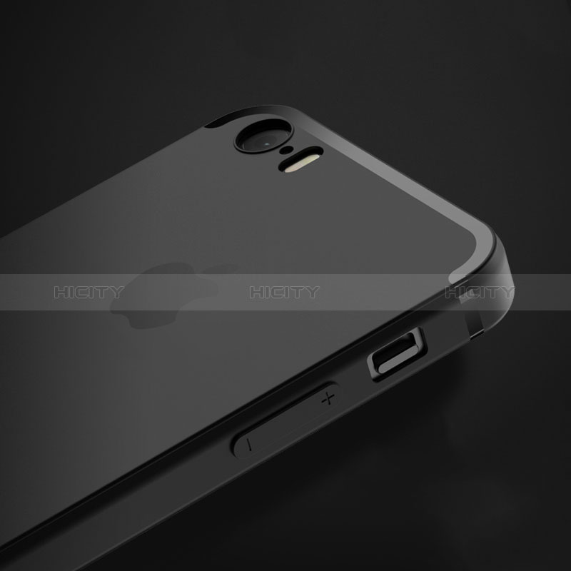 Funda Silicona Ultrafina Goma U02 para Apple iPhone 5S Negro