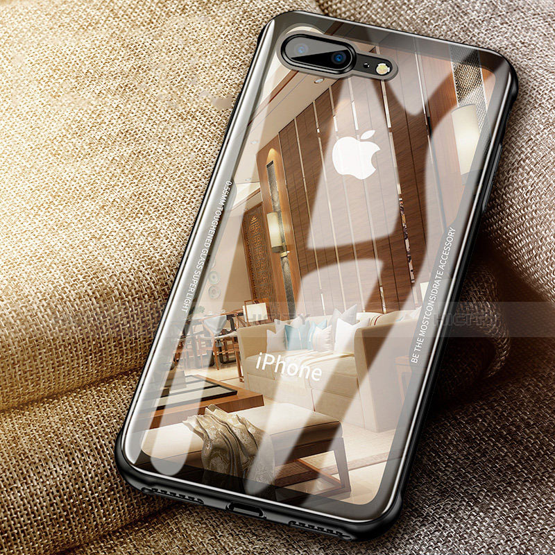 Funda Silicona Ultrafina Transparente A05 para Apple iPhone 8 Plus Negro