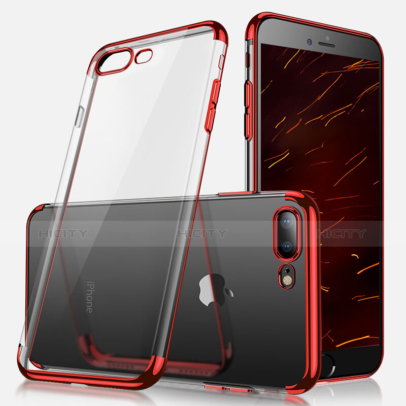 Funda Silicona Ultrafina Transparente A07 para Apple iPhone 8 Plus Rojo