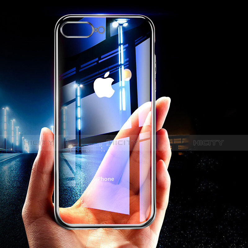 Funda Silicona Ultrafina Transparente A08 para Apple iPhone 8 Plus Negro