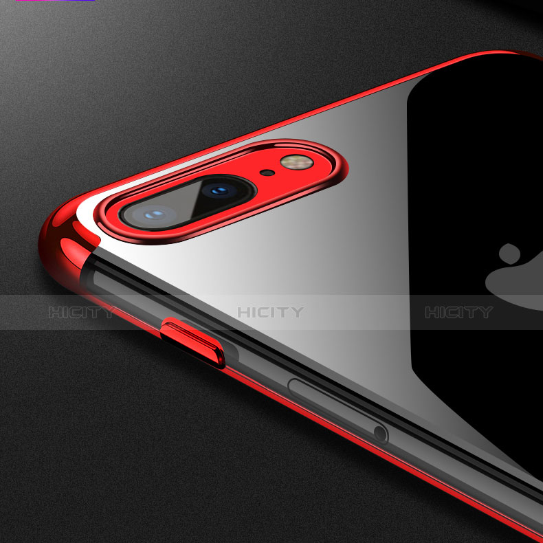 Funda Silicona Ultrafina Transparente A12 para Apple iPhone 7 Plus Rojo