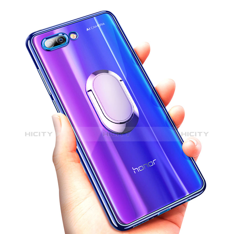 Funda Silicona Ultrafina Transparente con Anillo de dedo Soporte para Huawei Honor 10 Azul