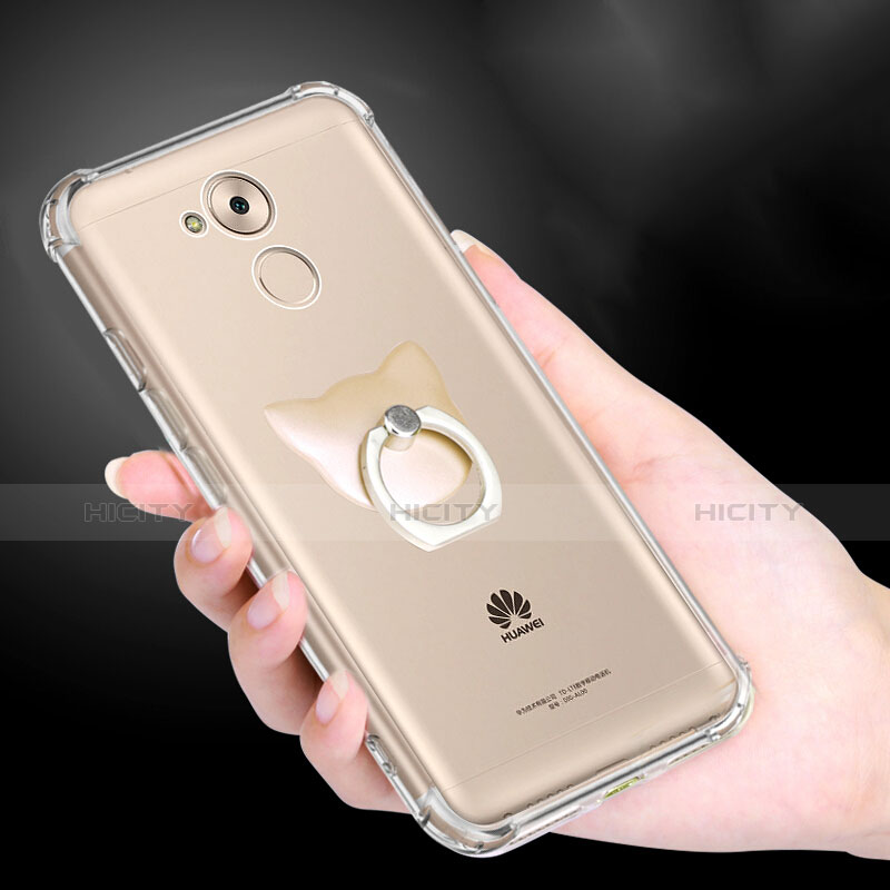 Funda Silicona Ultrafina Transparente con Anillo de dedo Soporte para Huawei Honor 6C Claro