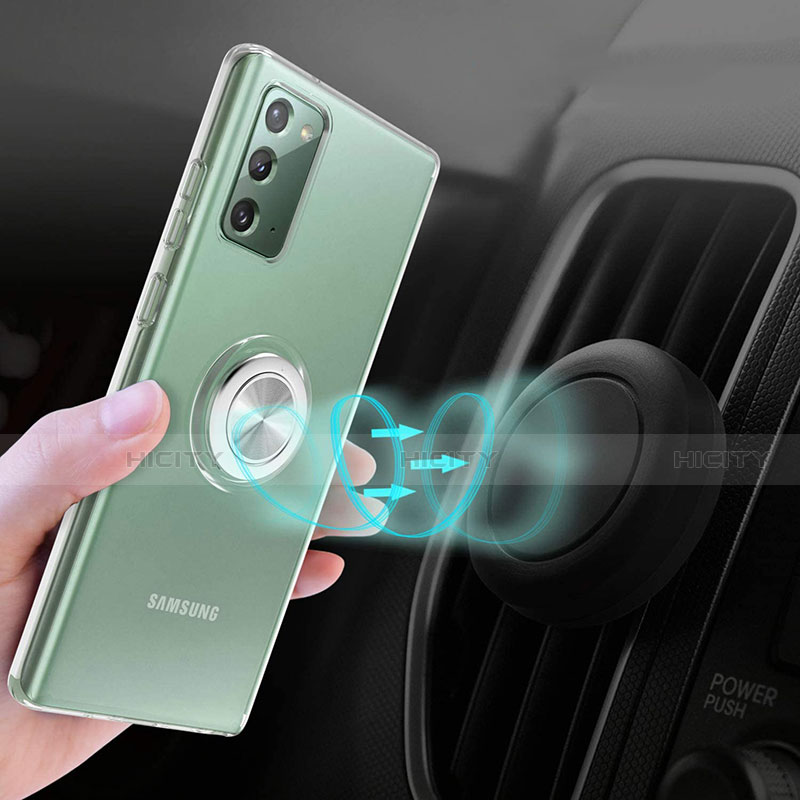 Funda Silicona Ultrafina Transparente con Anillo de dedo Soporte para Samsung Galaxy Note 20 5G Claro