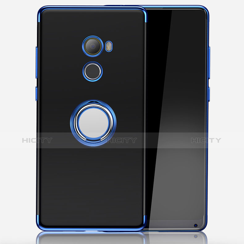 Funda Silicona Ultrafina Transparente con Anillo de dedo Soporte para Xiaomi Mi Mix 2 Azul