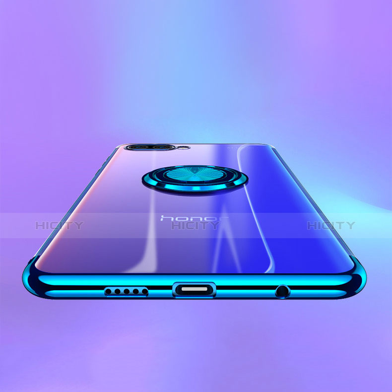 Funda Silicona Ultrafina Transparente con Anillo de dedo Soporte S01 para Huawei Honor 10 Azul