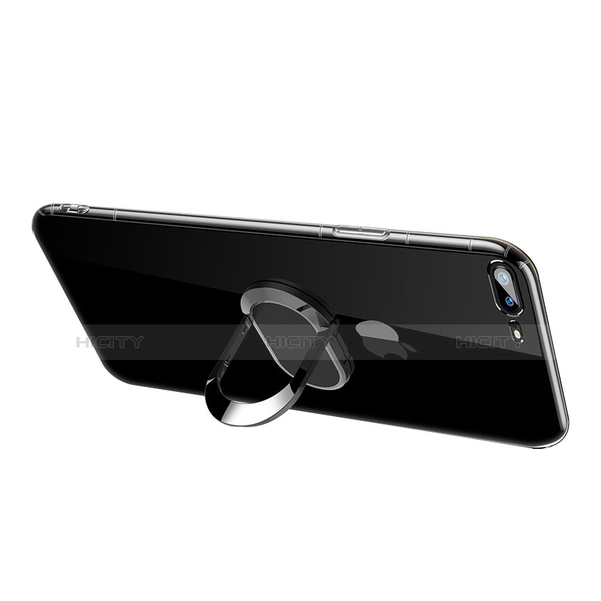 Funda Silicona Ultrafina Transparente con Anillo de dedo Soporte T01 para Apple iPhone 8 Plus Claro