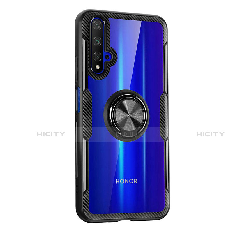 Funda Silicona Ultrafina Transparente con Anillo de dedo Soporte T01 para Huawei Honor 20S Azul