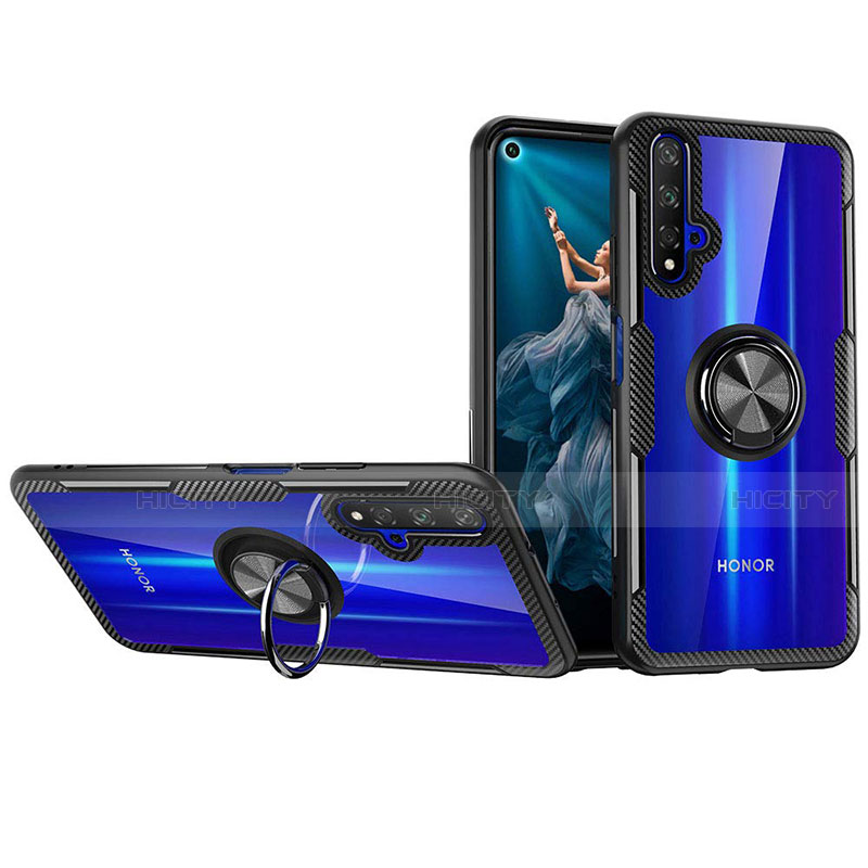 Funda Silicona Ultrafina Transparente con Anillo de dedo Soporte T01 para Huawei Honor 20S Azul