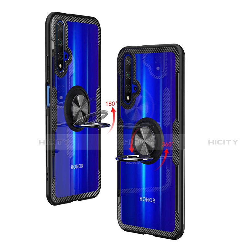 Funda Silicona Ultrafina Transparente con Anillo de dedo Soporte T01 para Huawei Nova 5T Azul