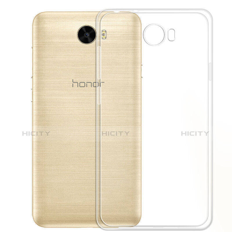 Funda Silicona Ultrafina Transparente con Anillo de dedo Soporte y Protector de Pantalla para Huawei Y5 II Y5 2 Claro