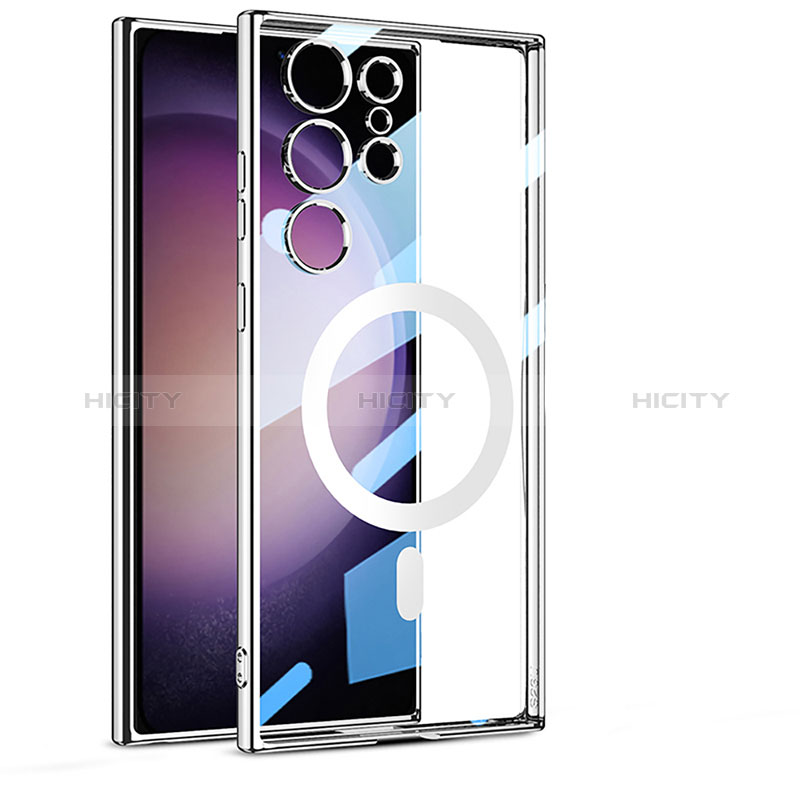 Funda Silicona Ultrafina Transparente con Mag-Safe Magnetic AC1 para Samsung Galaxy S21 Ultra 5G Plata