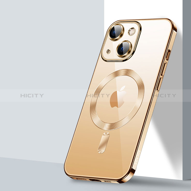 Funda Silicona Ultrafina Transparente con Mag-Safe Magnetic LD2 para Apple iPhone 14 Oro