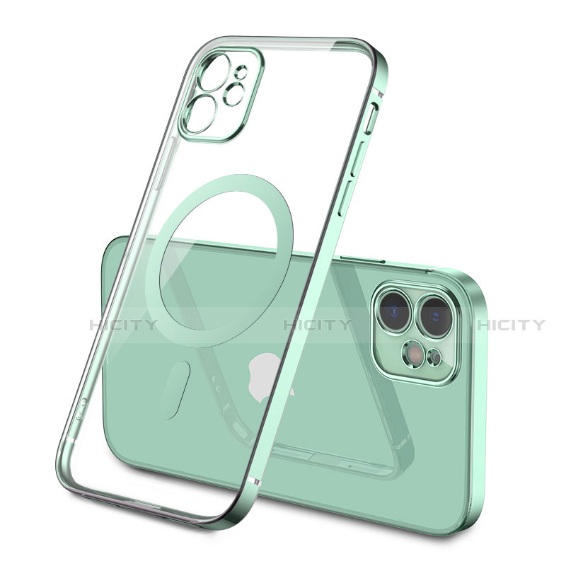 Funda Silicona Ultrafina Transparente con Mag-Safe Magnetic M01 para Apple iPhone 12 Mini Menta Verde