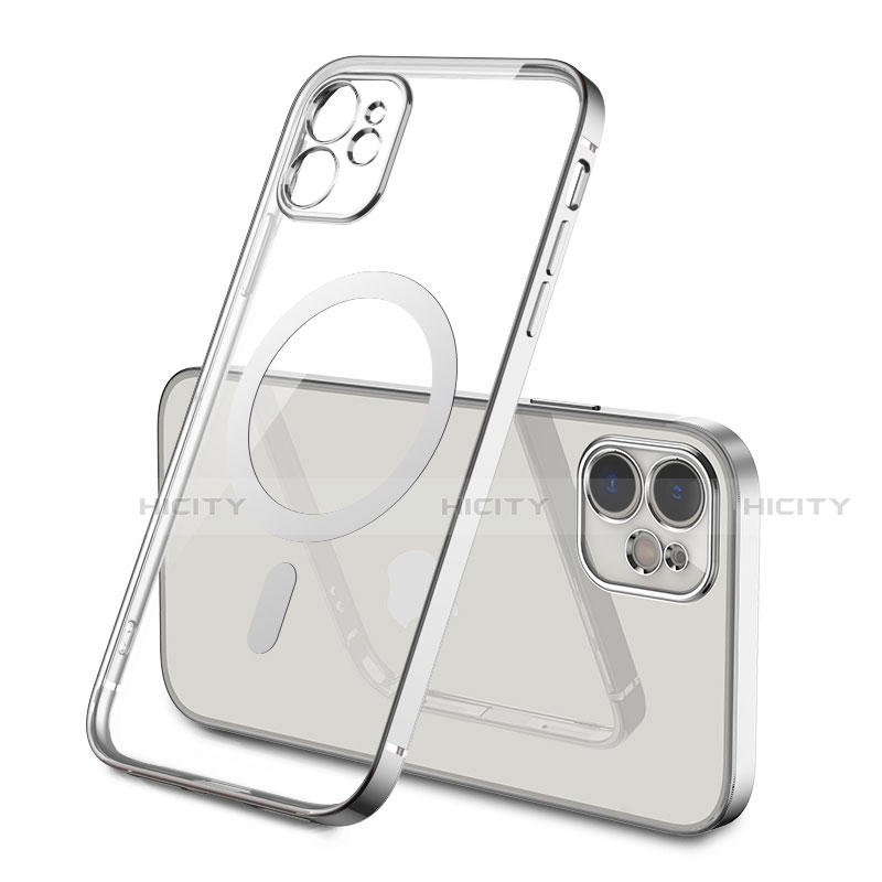 Funda Silicona Ultrafina Transparente con Mag-Safe Magnetic M01 para Apple iPhone 12 Plata