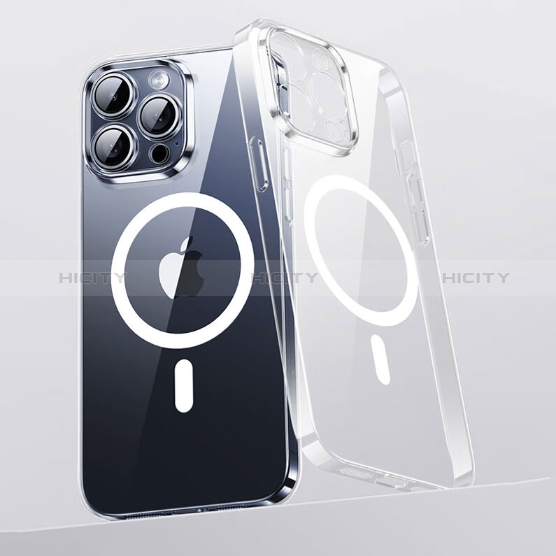 Funda Silicona Ultrafina Transparente con Mag-Safe Magnetic M01 para Apple iPhone 15 Pro Claro