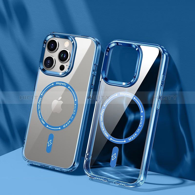 Funda Silicona Ultrafina Transparente con Mag-Safe Magnetic TB1 para Apple iPhone 13 Pro Max Azul