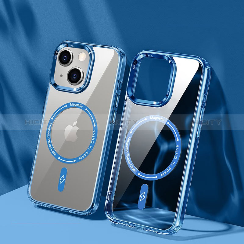 Funda Silicona Ultrafina Transparente con Mag-Safe Magnetic TB1 para Apple iPhone 14 Plus Azul