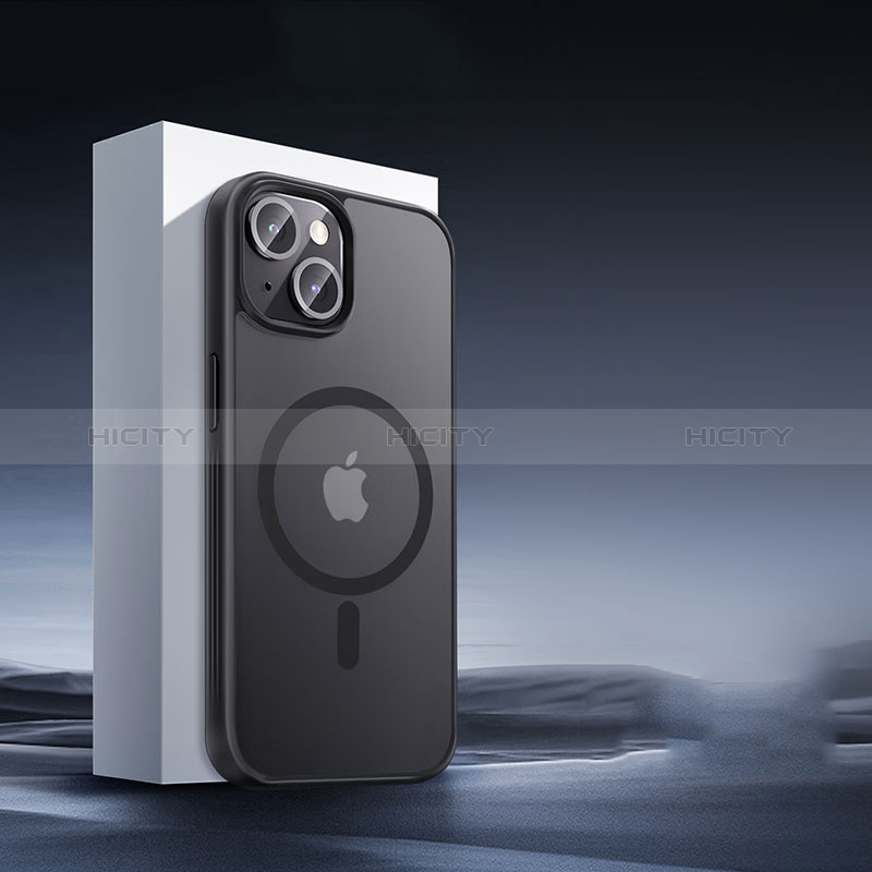 Funda Silicona Ultrafina Transparente con Mag-Safe Magnetic XD5 para Apple iPhone 15 Plus Negro