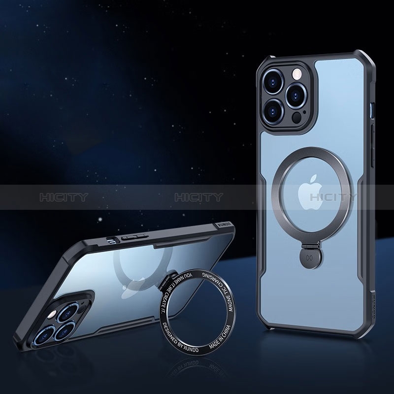 Funda Silicona Ultrafina Transparente con Mag-Safe Magnetic XD7 para Apple iPhone 13 Pro Negro