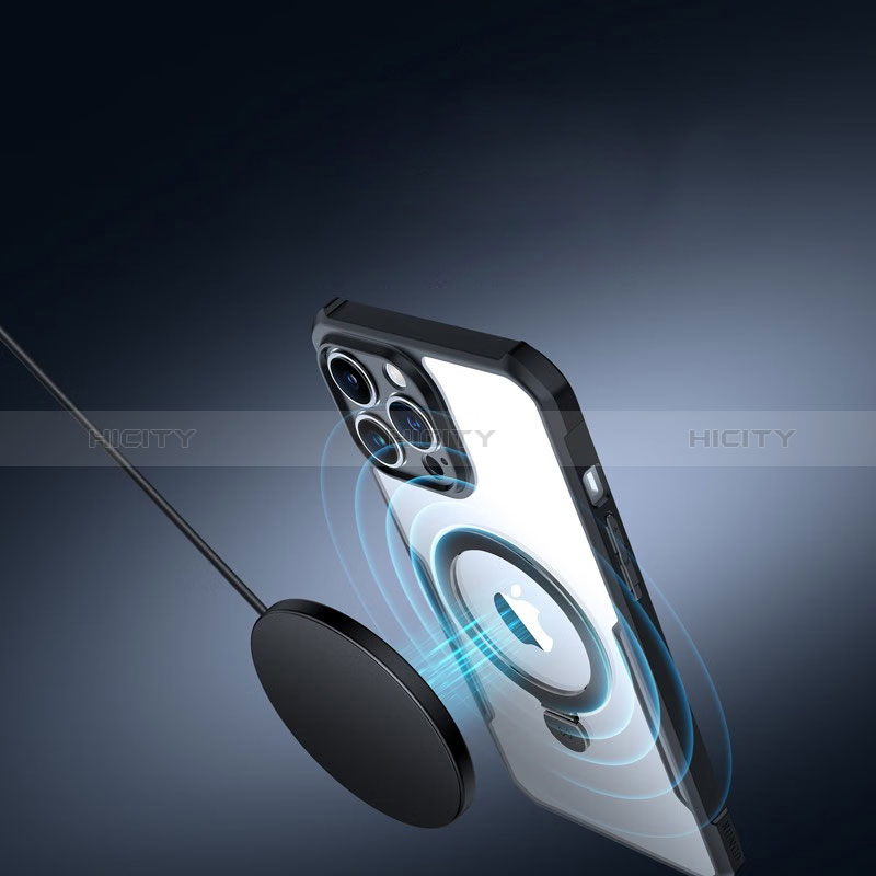 Funda Silicona Ultrafina Transparente con Mag-Safe Magnetic XD7 para Apple iPhone 14 Pro Max Negro