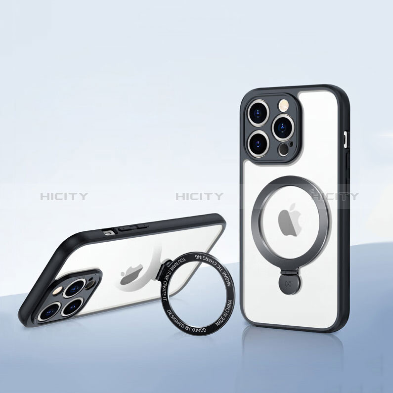 Funda Silicona Ultrafina Transparente con Mag-Safe Magnetic XD8 para Apple iPhone 14 Pro Negro