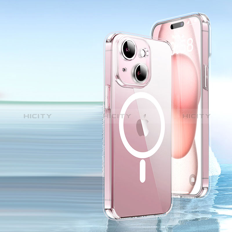 Funda Silicona Ultrafina Transparente con Mag-Safe Magnetic y Protector de Pantalla para Apple iPhone 14 Claro